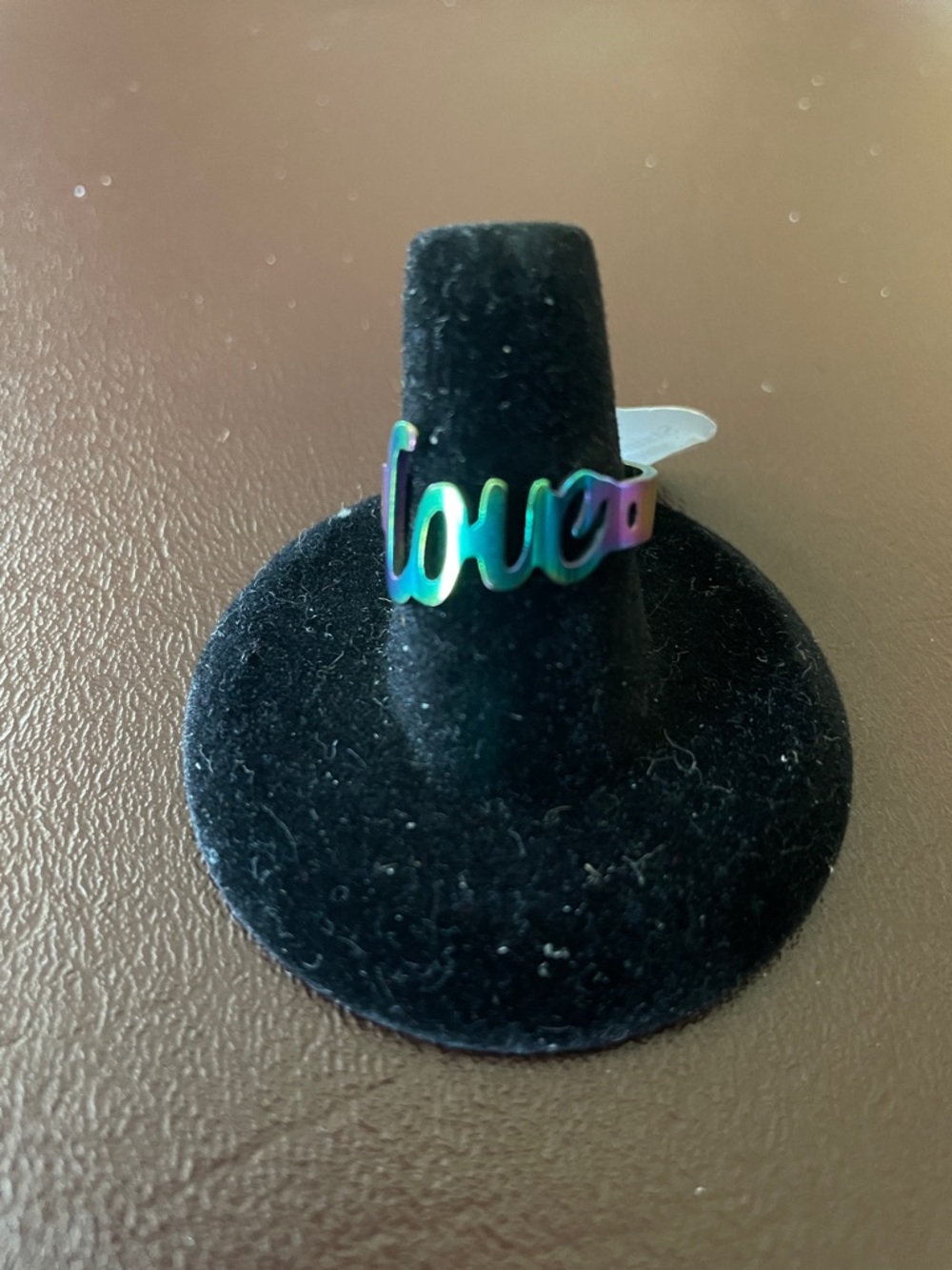 Iridescent 'Love' Ring